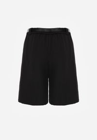 Renee - Czarne Szorty Bermudy Eleganckie z Paskiem High Waist Rhodissa. Okazja: na co dzień. Stan: podwyższony. Kolor: czarny. Materiał: materiał. Styl: elegancki #2
