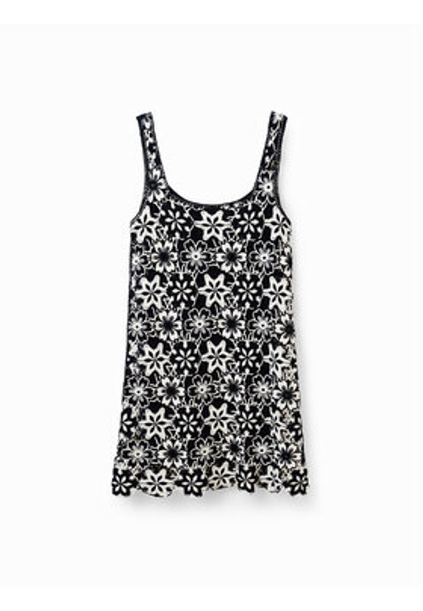 Desigual Sukienka codzienna Daisies 23SWVF01 Czarny Regular Fit. Okazja: na co dzień. Kolor: czarny. Materiał: bawełna. Typ sukienki: proste. Styl: casual