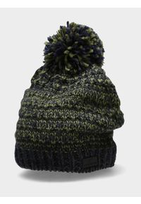 4f - Czapka zimowa z opaską polarową męska. Kolor: oliwkowy, wielokolorowy, brązowy. Materiał: polar. Sezon: zima #1