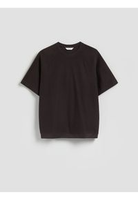 Reserved - T-shirt boxy - ciemnobrązowy. Kolor: brązowy. Materiał: bawełna, dzianina #1