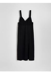 Reserved - Sukienka z lnem - czarny. Kolor: czarny. Materiał: len. Typ sukienki: proste