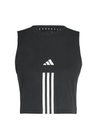 Adidas - Train Essentials Train Cotton 3-Stripes Crop Tank Top. Kolor: wielokolorowy, czarny, biały. Materiał: materiał. Długość rękawa: bez rękawów