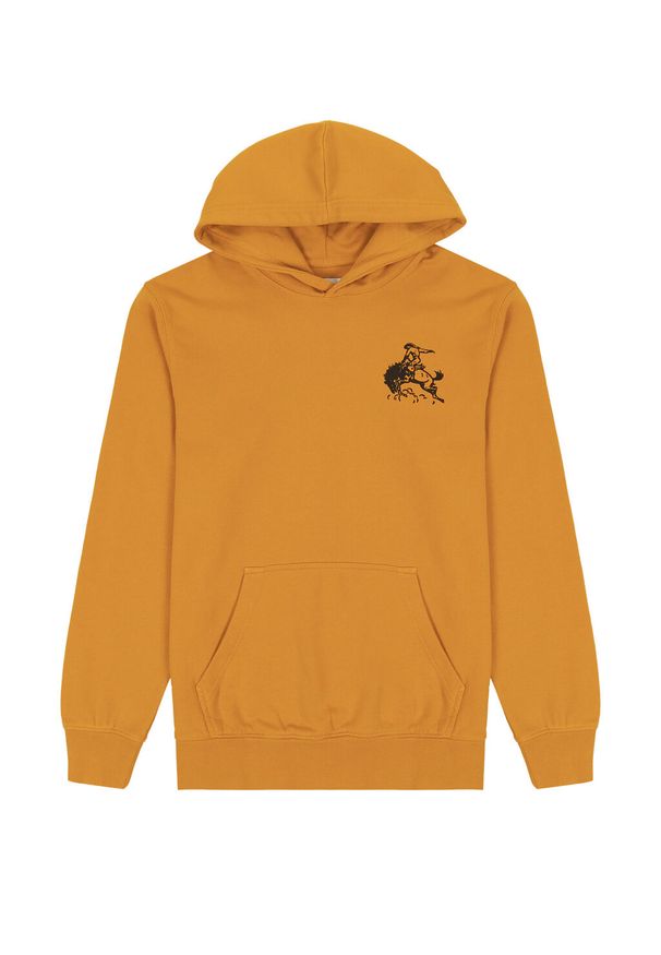 Wrangler - WRANGLER LOGO HOODIE MĘSKA BLUZA Z KAPTUREM NIEROZPINANA KAPTUR GOLDEN W656I4H43. Typ kołnierza: kaptur