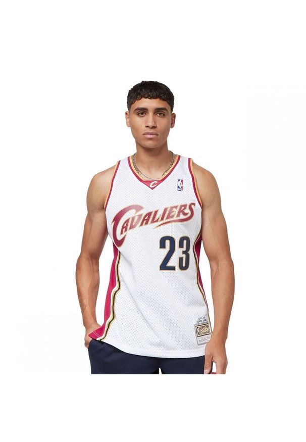 Koszulka męska do koszykówki Mitchell & Ness NBA Jersey Cavaliers Lebron James. Kolor: biały. Materiał: jersey. Sport: koszykówka