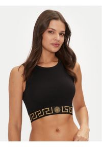 VERSACE - Versace Biustonosz top 1008598 1A10011 Czarny Slim Fit. Kolor: czarny. Materiał: bawełna