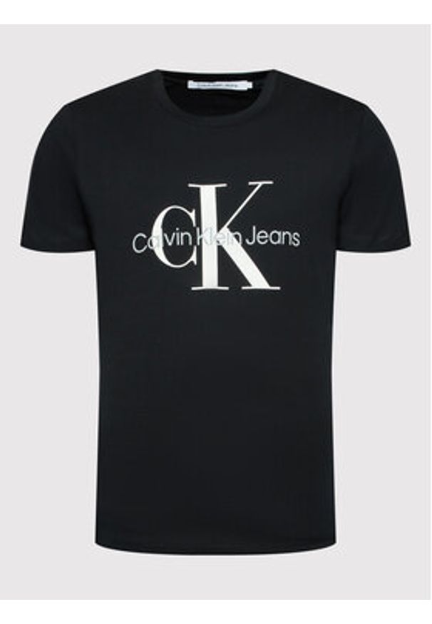 Calvin Klein Jeans T-Shirt J30J320935 Czarny Slim Fit. Kolor: czarny. Materiał: bawełna