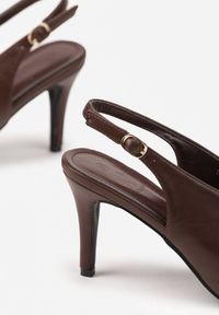 Renee - Brązowe Sandały Slingback na Obcasie Typu Szpilka Latira. Okazja: na randkę, na wesele, na imprezę, na studniówkę, na ślub cywilny. Zapięcie: pasek. Kolor: brązowy. Obcas: na obcasie. Styl: elegancki. Wysokość obcasa: średni #6