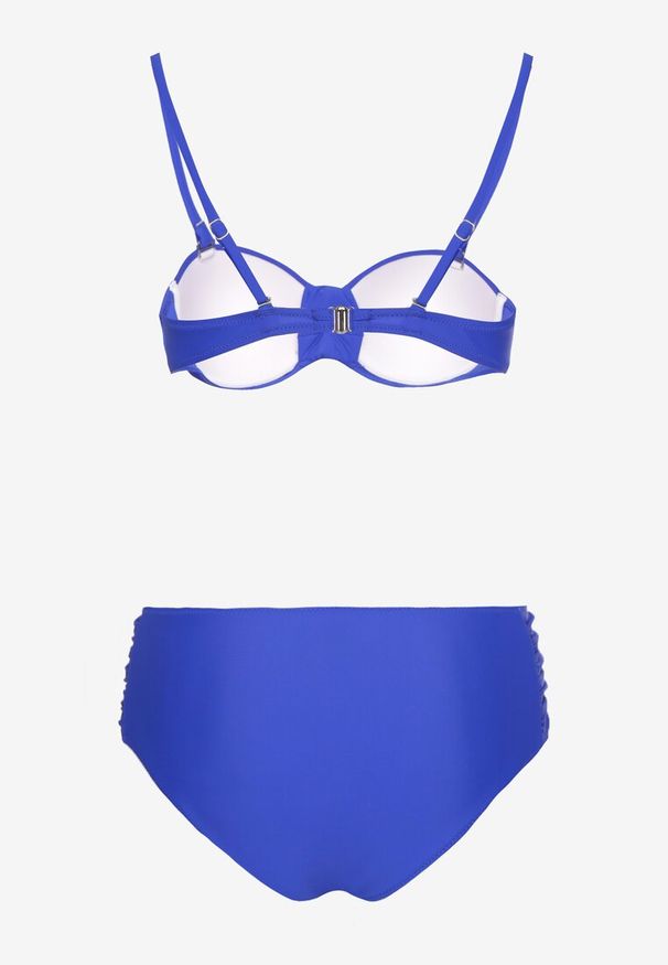 Renee - Niebieskie Bikini Figi i Usztywniany Biustonosz z Marszczeniem Vintelle. Kolor: niebieski