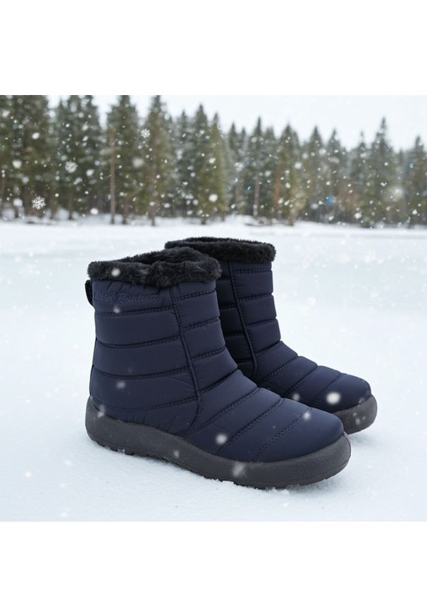 NEWS - Śniegowce wodoodporne na zamek granatowe News 1467. Zapięcie: zamek. Kolor: niebieski. Materiał: materiał