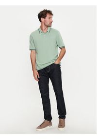 Bugatti Polo 8150 55001A Zielony Slim Fit. Typ kołnierza: polo. Kolor: zielony. Materiał: bawełna