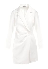 Born2be - Biała Sukienka Ionitheme. Okazja: do pracy, na spotkanie biznesowe. Typ kołnierza: dekolt w serek. Kolor: biały. Styl: biznesowy, klasyczny, elegancki #5