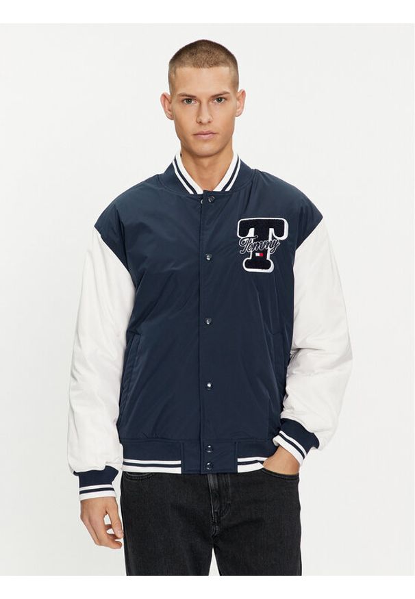 Tommy Jeans Kurtka bomber Colorblock Varsity DM0DM18702 Granatowy Regular Fit. Kolor: niebieski. Materiał: syntetyk