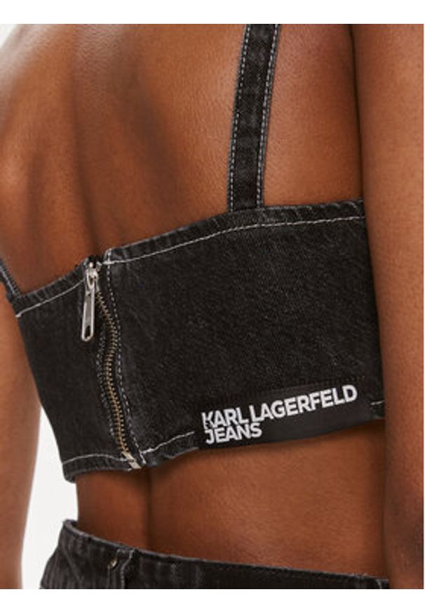 Karl Lagerfeld Jeans Top 240J1600 Czarny Slim Fit. Kolor: czarny. Materiał: bawełna