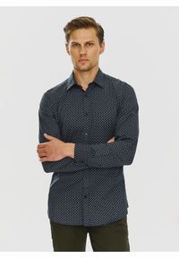 PAKO LORENTE – Koszula w kolorze granatowym w mikrowzór P24SF-1X-028-G-S - Pako Lorente. Okazja: na co dzień. Kolor: niebieski. Materiał: jeans, elastan. Styl: casual #9