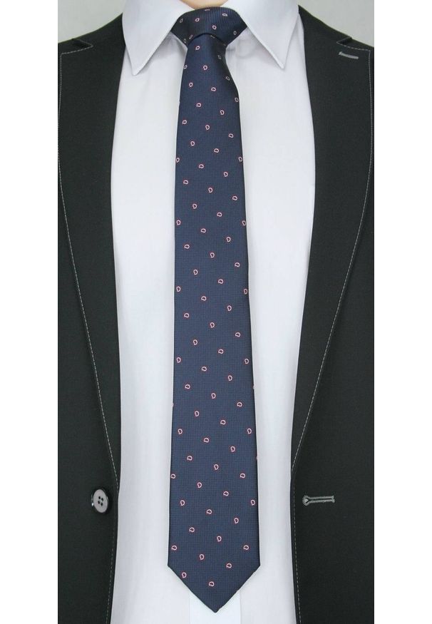 Elegancki Krawat Męski Chattier, Wzór PAISLEY -6,5cm- Chattier, Granatowy. Kolor: niebieski. Materiał: tkanina. Wzór: paisley. Styl: elegancki