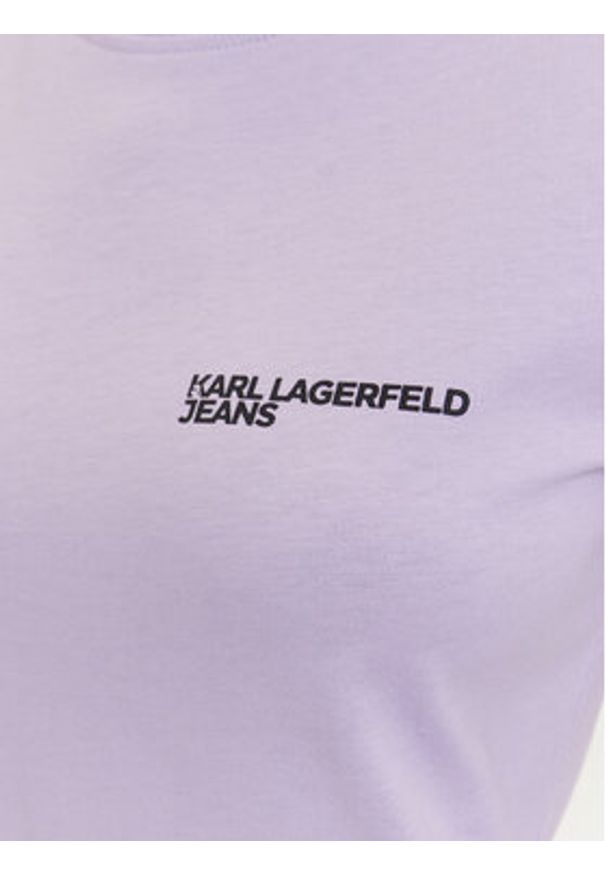 Karl Lagerfeld Jeans T-Shirt A1W17004 Fioletowy Slim Fit. Kolor: fioletowy. Materiał: bawełna