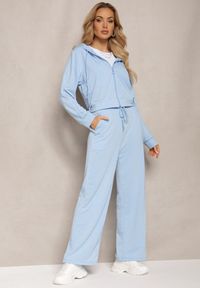 Renee - Jasnoniebieski Komplet Dresowy z Bluzą z Kapturem i Szerokimi Spodniami Irabelle. Kolor: niebieski. Materiał: dresówka #2