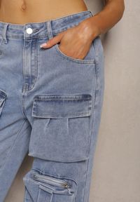 Renee - Niebieskie Spodnie High Waist z Prostymi Nogawkami i Ozdobnymi Kieszeniami Quliana. Okazja: na co dzień. Stan: podwyższony. Kolor: niebieski. Styl: elegancki, casual #5