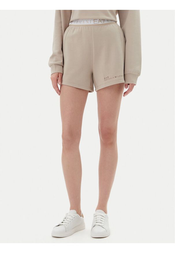 EA7 Emporio Armani Szorty sportowe 7W000280 AF12501 U6155 Beżowy Regular Fit. Kolor: beżowy. Materiał: syntetyk