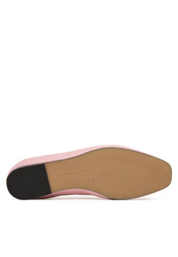 TOMMY HILFIGER - Tommy Hilfiger Baleriny Soft Leather Ellastic Ballerina FW0FW09245 Różowy. Kolor: różowy. Materiał: skóra