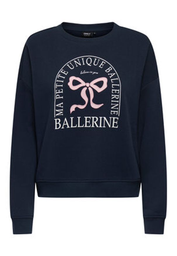 only - ONLY Bluza 15254183 Granatowy Loose Fit. Kolor: niebieski. Materiał: bawełna