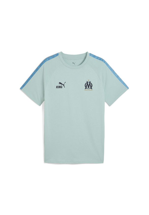 Puma - Męska koszulka Olympique Marsylia KING PUMA Modern Mint Luminous Blue Green. Kolor: zielony, niebieski, wielokolorowy. Sport: piłka nożna