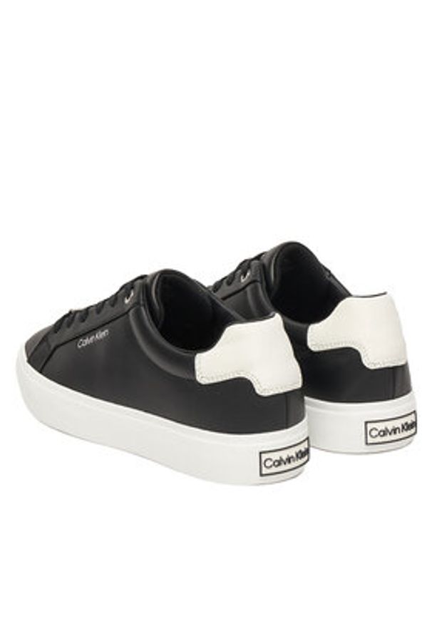 Calvin Klein Sneakersy Vulc Lace Up Lth/Moire Bt HW0HW02747 Czarny. Kolor: czarny. Materiał: skóra