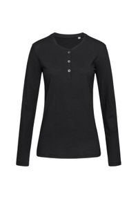 Stedman - Damska Koszulka Z Długim Rękawem Sharon Henley. Typ kołnierza: typu henley. Kolor: czarny. Długość rękawa: długi rękaw. Długość: długie #1