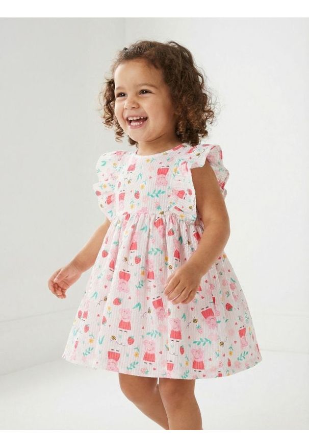 Sinsay - Sukienka babydoll ze wzorem Peppa Pig - biały. Kolor: biały