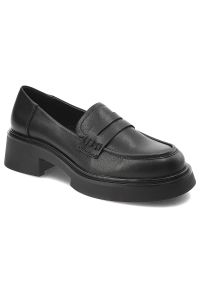 Czarne Mokasyny S.Barski Eleganckie Wsuwane Obuwie Damskie. Okazja: na spotkanie biznesowe, do pracy. Zapięcie: bez zapięcia. Kolor: czarny. Materiał: skóra. Styl: elegancki