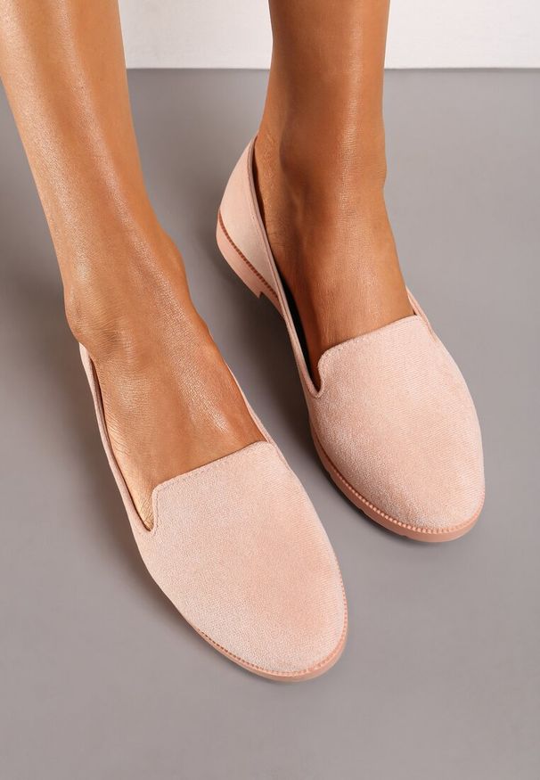 Renee - Różowe Balerinki Typu Loafersy Daphikaia. Okazja: na spacer. Kolor: różowy. Sezon: lato. Styl: elegancki
