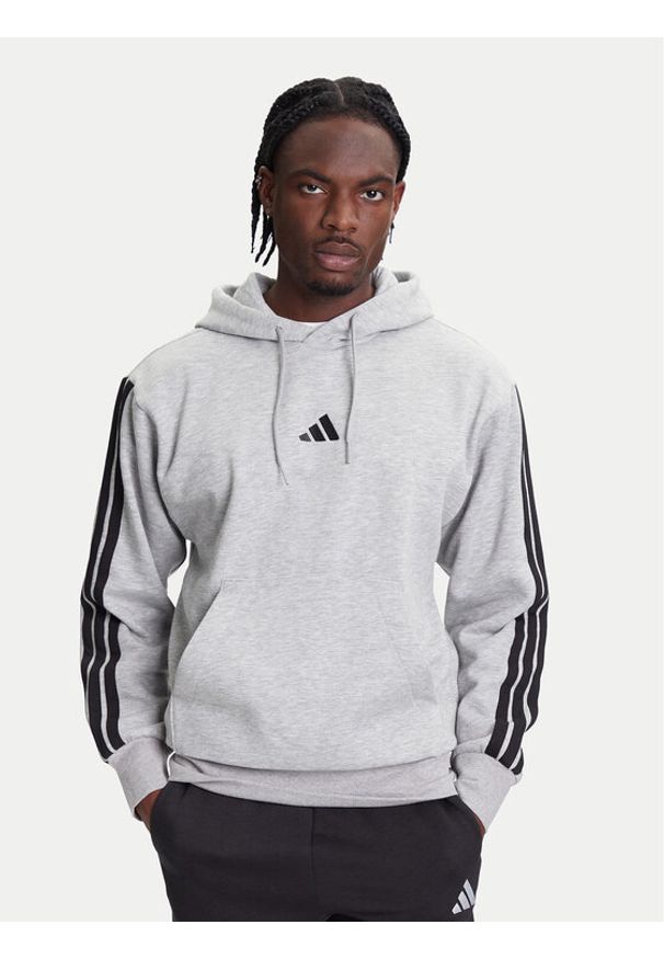 Adidas - adidas Bluza Essentials 3-Stripes JE6302 Szary Regular Fit. Kolor: szary. Materiał: bawełna
