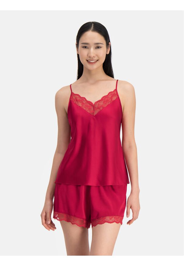 Dorina Szorty piżamowe Pure Silk DCSH0002SK002 Czerwony Regular Fit. Kolor: czerwony. Materiał: jedwab