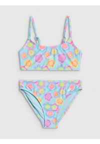 4f - 4F Kostium kąpielowy dwuczęściowy dziewczęcy - multikolor 122/128 (6-8 lat). Kolor: wielokolorowy. Rodzaj stanika: wyciągane miseczki #1