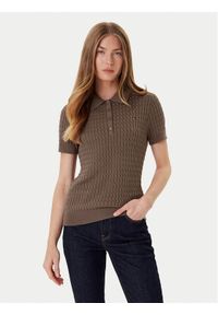 TOMMY HILFIGER - Tommy Hilfiger Sweter Fine WW0WW41474 Brązowy Regular Fit. Kolor: brązowy. Materiał: bawełna