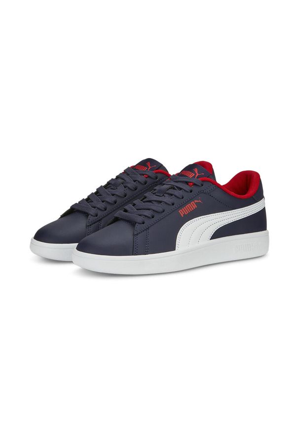 Puma - Młodzieżowe skórzane sneakersy Smash 3.0 PUMA. Kolor: biały, wielokolorowy, niebieski. Materiał: skóra