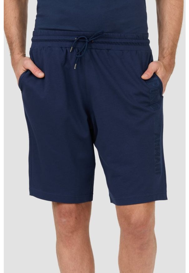 Emporio Armani - EMPORIO ARMANI Granatowe męskie spodenki, Rozmiar XL. Kolor: niebieski