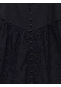 Big-Star - Bluzka damska bawełniana z rękawem 3/4 czarna Bohna 906. Okazja: na co dzień. Typ kołnierza: kołnierzyk stójkowy, kołnierz z falbankami. Kolor: czarny. Materiał: bawełna. Wzór: ażurowy, haft, aplikacja, koronka. Styl: casual, elegancki, boho #2