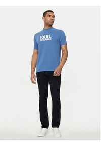 Karl Lagerfeld - KARL LAGERFELD T-Shirt 755087 Niebieski Regular Fit. Typ kołnierza: dekolt w karo. Kolor: niebieski. Materiał: bawełna #5