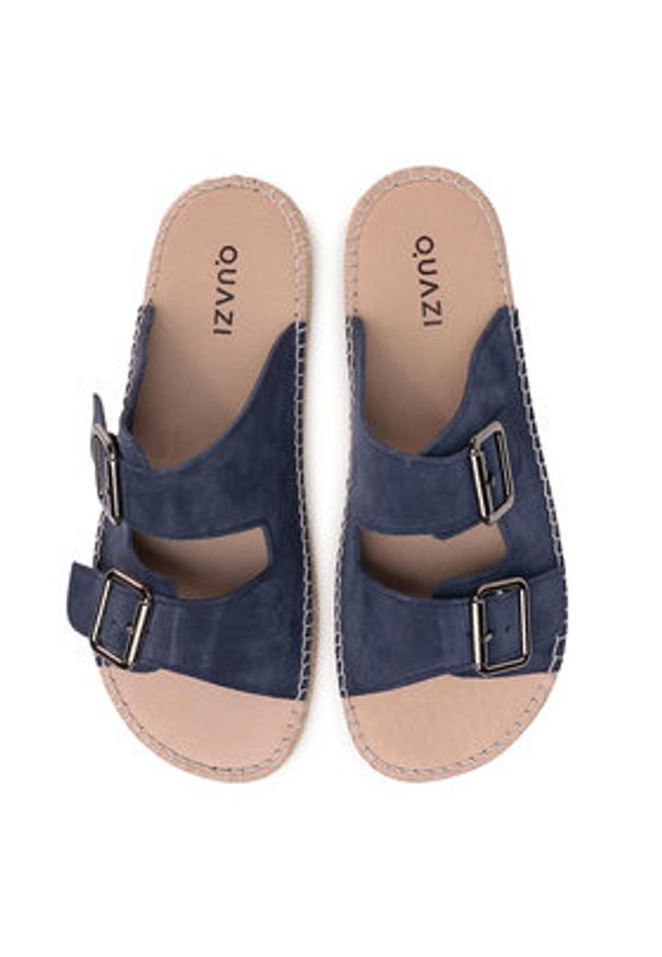 QUAZI Espadryle QZ-63-04-000623 Granatowy. Kolor: niebieski. Materiał: zamsz, skóra