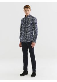 Pako Lorente - PAKO LORENTE – Granatowa koszula w oryginalny wzór. Okazja: na co dzień. Kolor: niebieski. Styl: casual #3