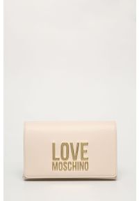 Love Moschino - Torebka. Kolor: kremowy. Wzór: gładki. Materiał: skórzane. Rozmiar: małe. Rodzaj torebki: na ramię #1