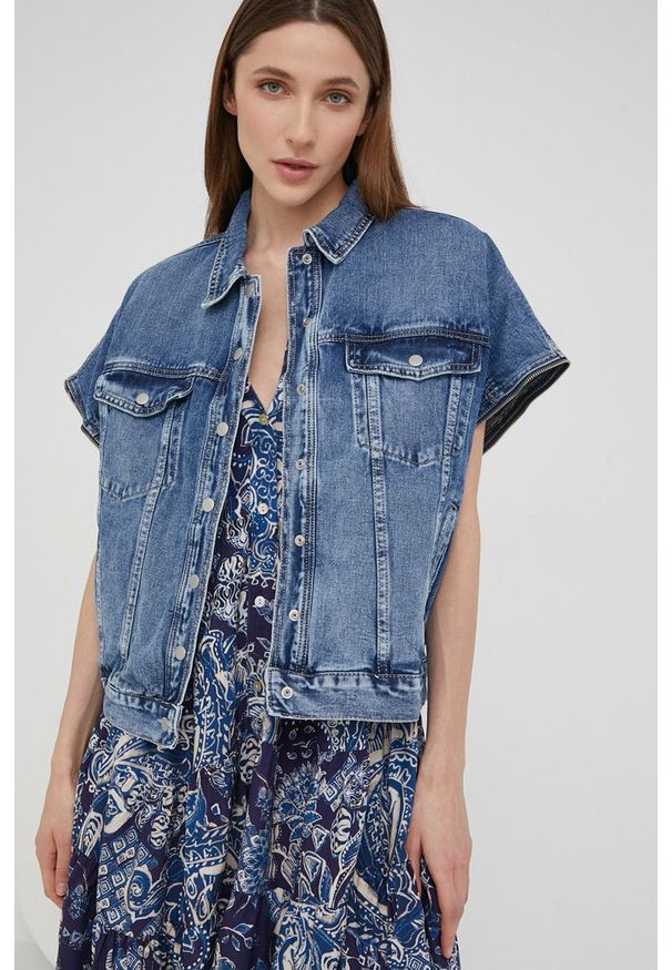 Answear Lab kurtka jeansowa damska przejściowa. Kolor: niebieski. Materiał: jeans. Styl: wakacyjny