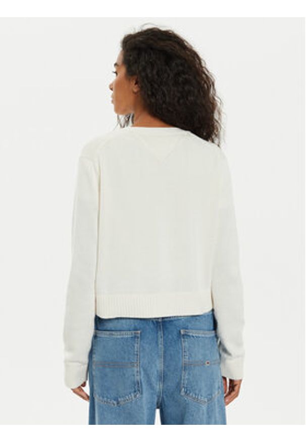 Tommy Jeans Kardigan Essential Badge DW0DW19913 Biały Relaxed Fit. Kolor: biały. Materiał: bawełna