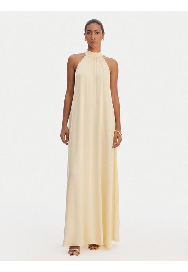 Fracomina Sukienka letnia FR26SD3016W41301 Żółty Relaxed Fit. Kolor: żółty. Materiał: wiskoza. Sezon: lato