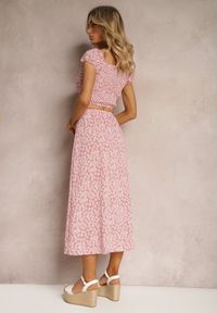 Renee - Różowy 2-częściowy Komplet z Topem i Spódnicą Lelyn. Kolor: różowy. Materiał: tkanina #3