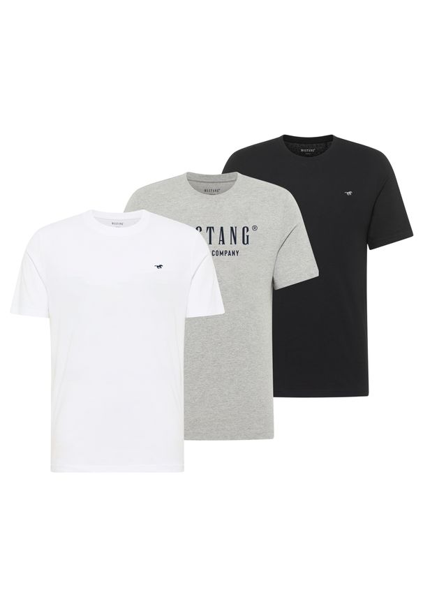 3-Pak T-Shirt Mustang Style Alex Biały Czarny Szary. Kolor: szary, biały, wielokolorowy, czarny