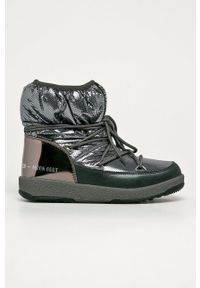 Moon Boot - Śniegowce Low Nylon Premium. Nosek buta: okrągły. Zapięcie: sznurówki. Kolor: szary. Materiał: nylon #1