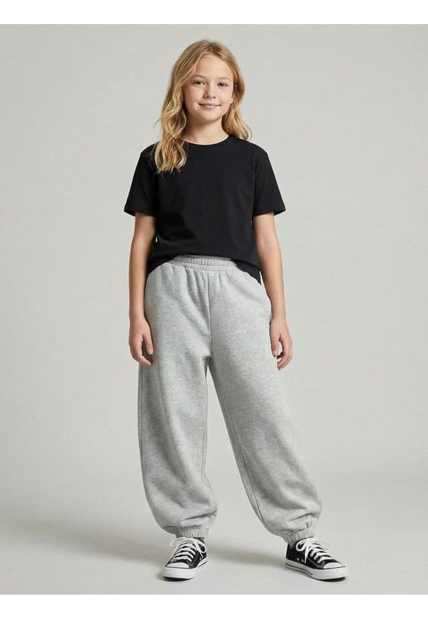 Sinsay - Spodnie dresowe balloon - szary. Kolor: szary. Materiał: dresówka
