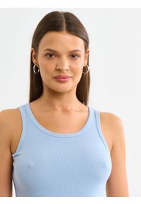 Big-Star - Koszulka damska na ramiączkach prążkowana błękitna Aurela 400. Okazja: na co dzień. Kolor: niebieski. Materiał: prążkowany. Długość rękawa: na ramiączkach. Styl: casual, elegancki #4